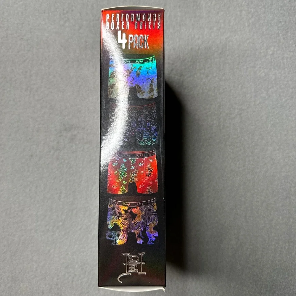 Ed Hardy Performance Boxer Briefs Mens Medium Multicolor 4 Pack Tattoo Print